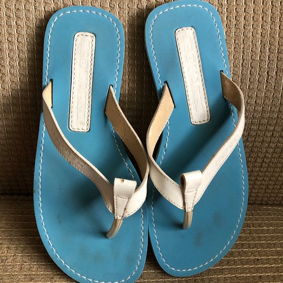 Dsquared2 Men\'s Aqua/White Leather Straps Sandals